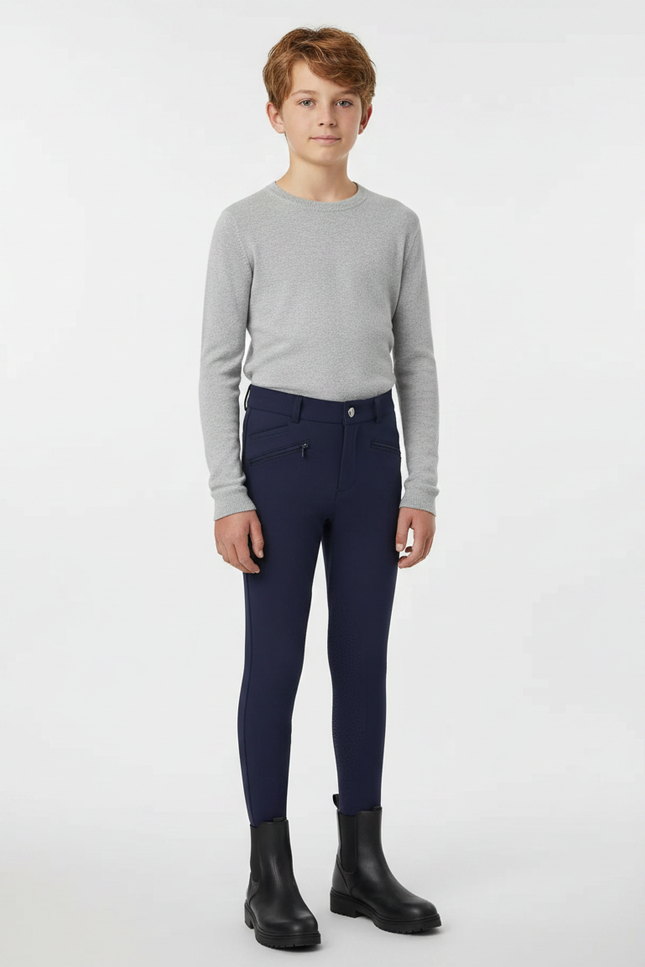 Pantalon Équitation Marine Enfant Silicone Ajusté - Polyester