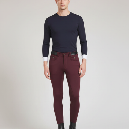 Pantalon Équitation Bordeaux Homme Silicone Ajusté Élégant - Polyester