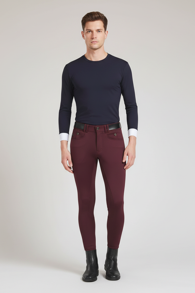 Pantalon Équitation Bordeaux Homme Silicone Ajusté Élégant - Polyester