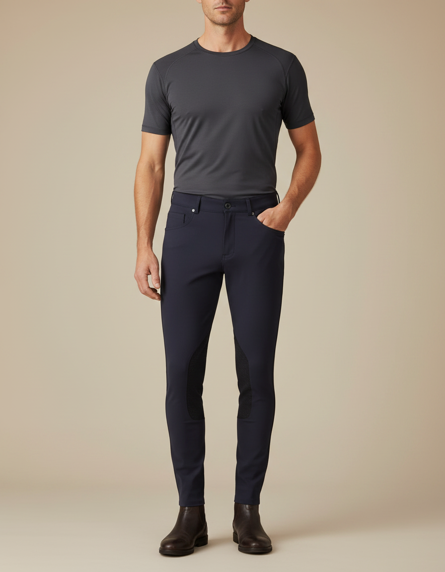 Pantalon Equitation Microfibre - Marine Polyester