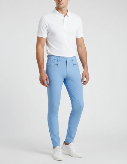 Pantalon Équitation Bleu Ciel Silicone Stretch Ajusté Homme - Polyester