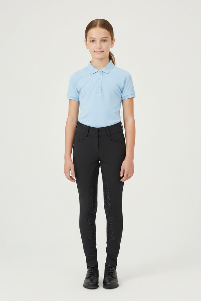 Pantalon Équitation Noir Enfant Silicone Full-Seat Ajusté - Polyester