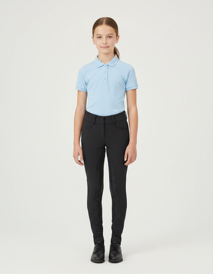 Pantalon Équitation Noir Enfant Silicone Full-Seat Ajusté - Polyester