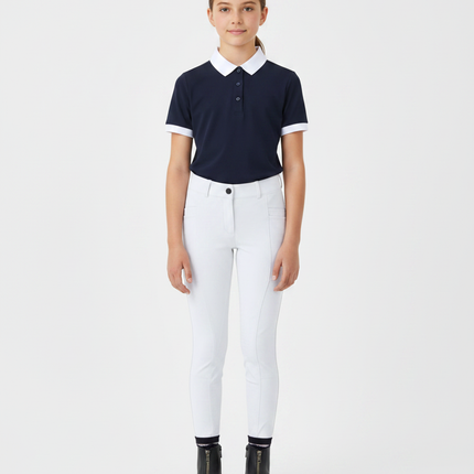 Pantalon Équitation Blanc Enfant Ajusté Stretch Confortable - Polyester