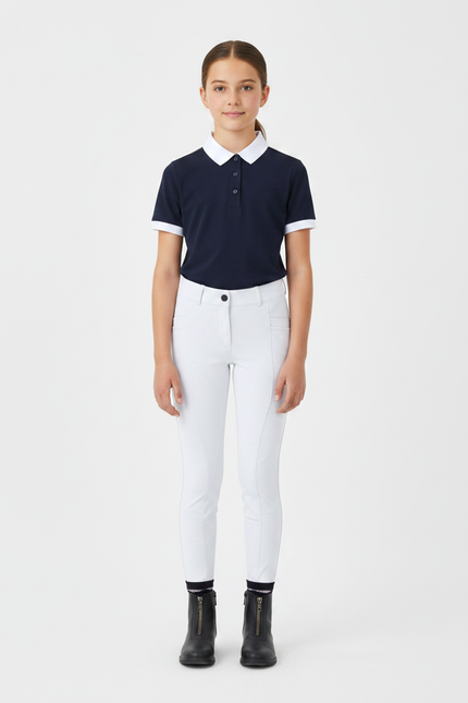 Pantalon Équitation Blanc Enfant Ajusté Stretch Confortable - Polyester