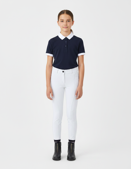 Pantalon Équitation Blanc Enfant Ajusté Stretch Confortable - Polyester