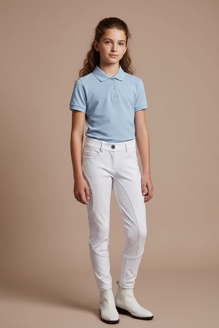 Pantalon Équitation Blanc Enfant Ajusté Silicone Élégant - Polyester
