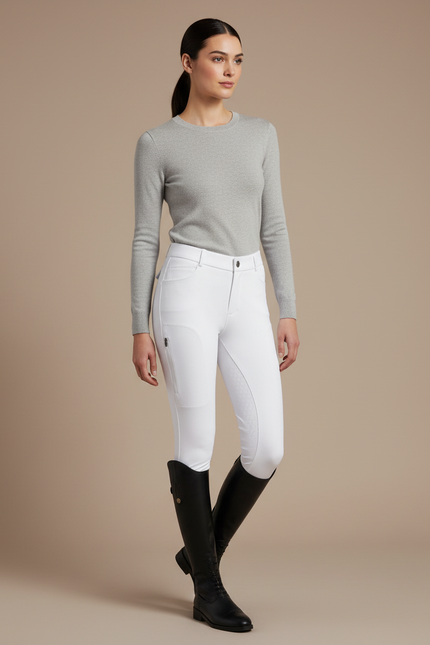 Pantalon Equitation Blanc Femme - Polyester