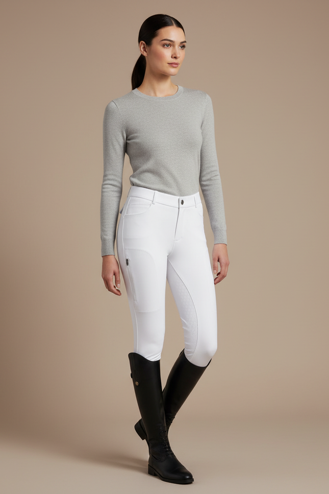 Pantalon Equitation Blanc Femme - Polyester