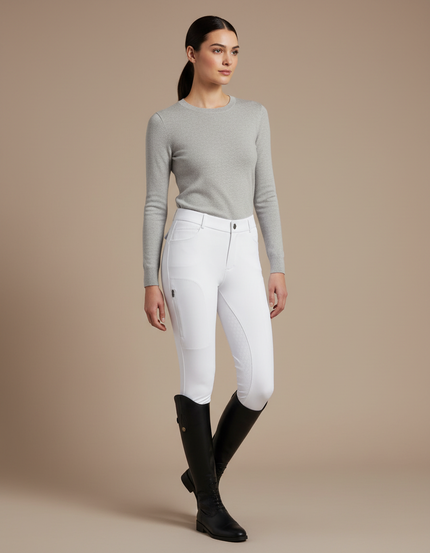 Pantalon Equitation Blanc Femme - Polyester