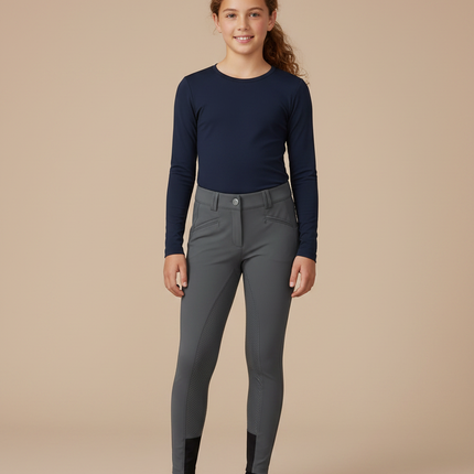 Pantalon Équitation Gris Enfant Silicone Adhérent Confortable - Polyester