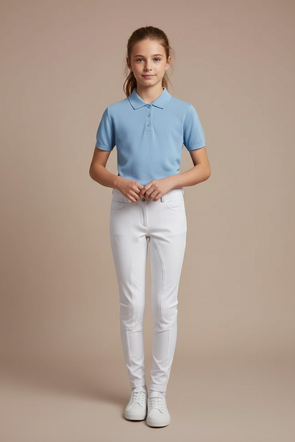 Pantalon Équitation Blanc Enfant Ajusté Confortable Silicone - Polyester