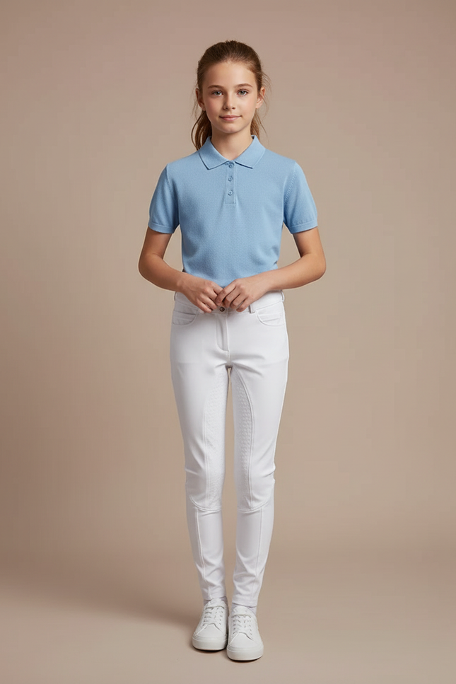 Pantalon Équitation Blanc Enfant Ajusté Confortable Silicone - Polyester