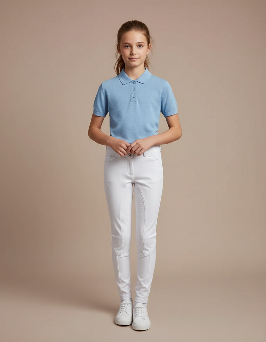 Pantalon Équitation Blanc Enfant Ajusté Confortable Silicone - Polyester