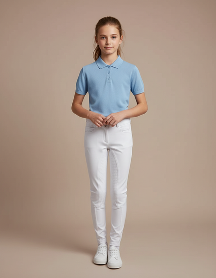 Pantalon Équitation Blanc Enfant Ajusté Confortable Silicone - Polyester