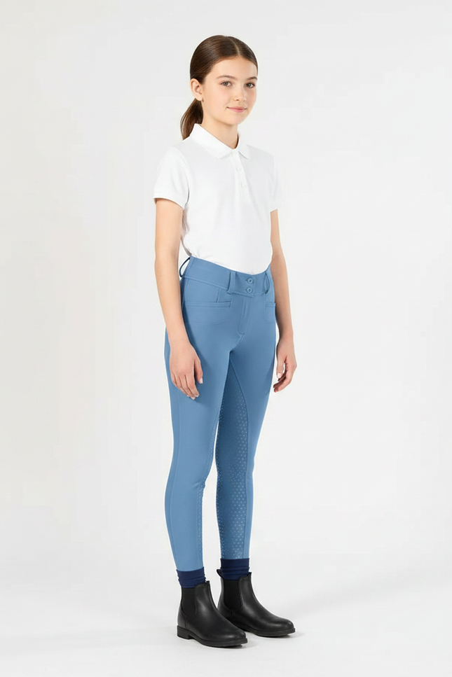 Pantalon Équitation Bleu Enfant Silicone Confortable Ajusté - Polyester