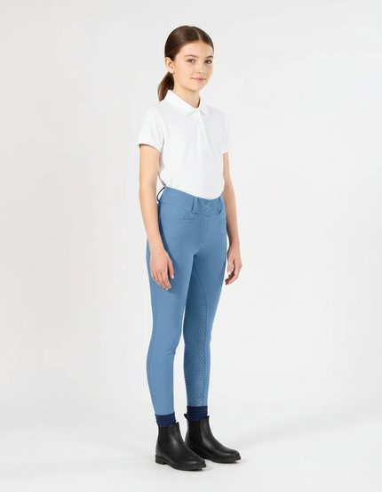 Pantalon Équitation Bleu Enfant Silicone Confortable Ajusté - Polyester