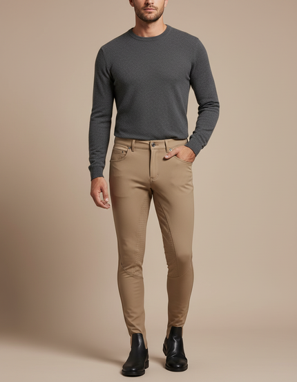 Pantalon Équitation Beige Homme Silicone Ajusté Moderne - Polyester
