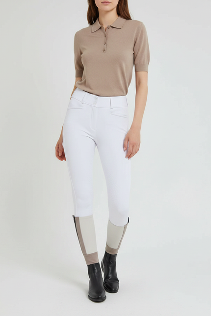 Pantalon Équitation Blanc Silicone Ajusté Confortable Femme - Polyester