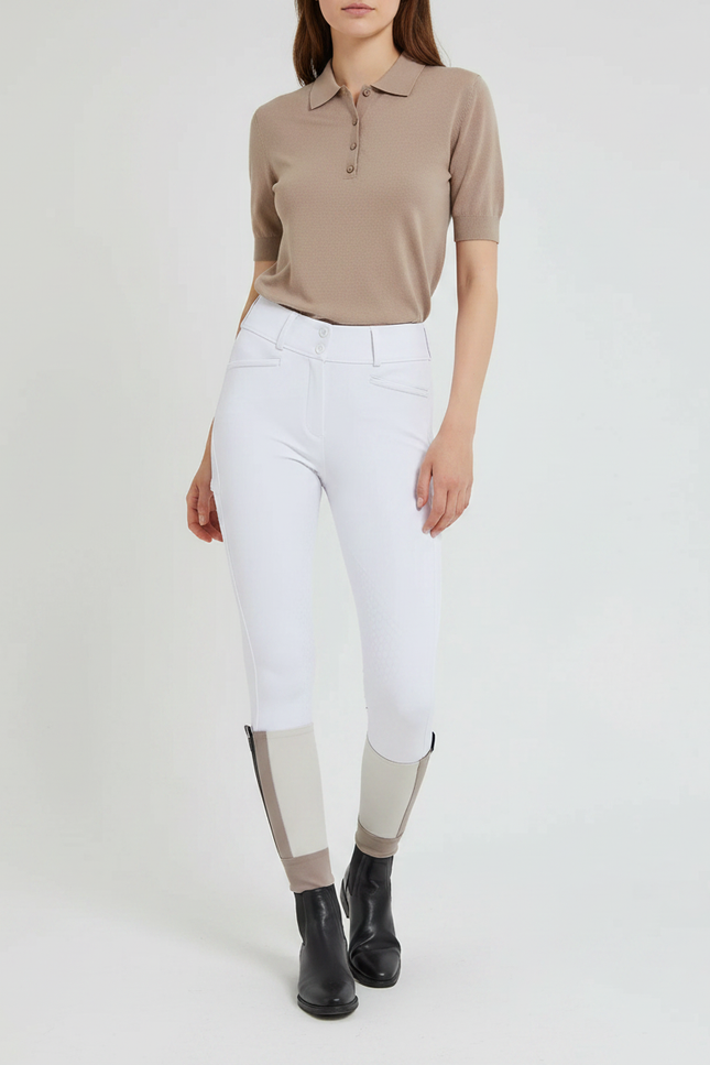 Pantalon Équitation Blanc Silicone Ajusté Confortable Femme - Polyester