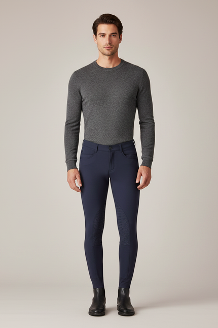 Pantalon Équitation Marine Silicone Homme Ajusté Confortable - Polyester