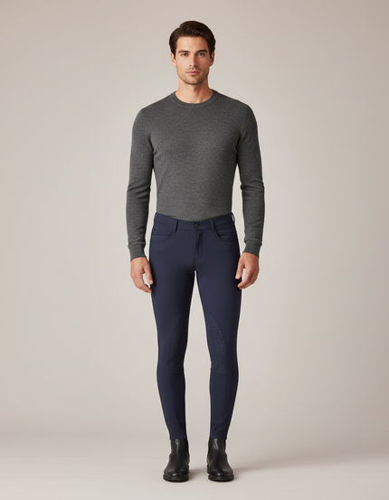 Pantalon Équitation Marine Silicone Homme Ajusté Confortable - Polyester