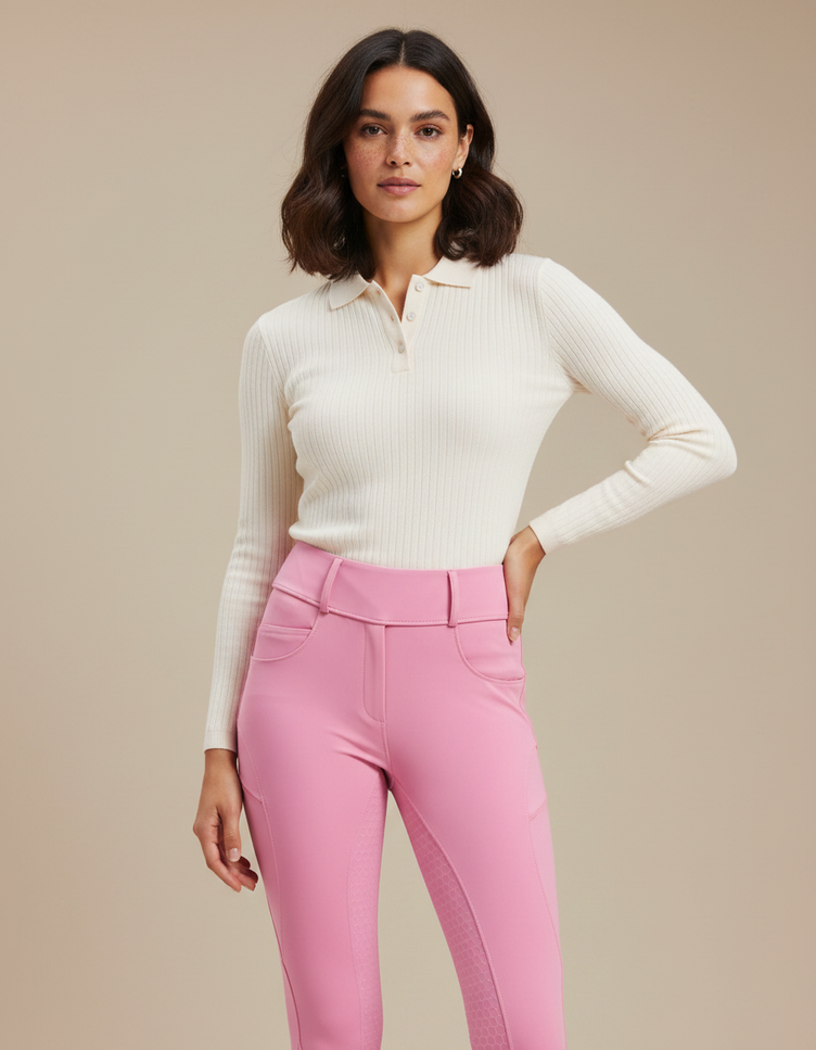 Pantalon Equitation Full Grip Femme - Rose Polyester