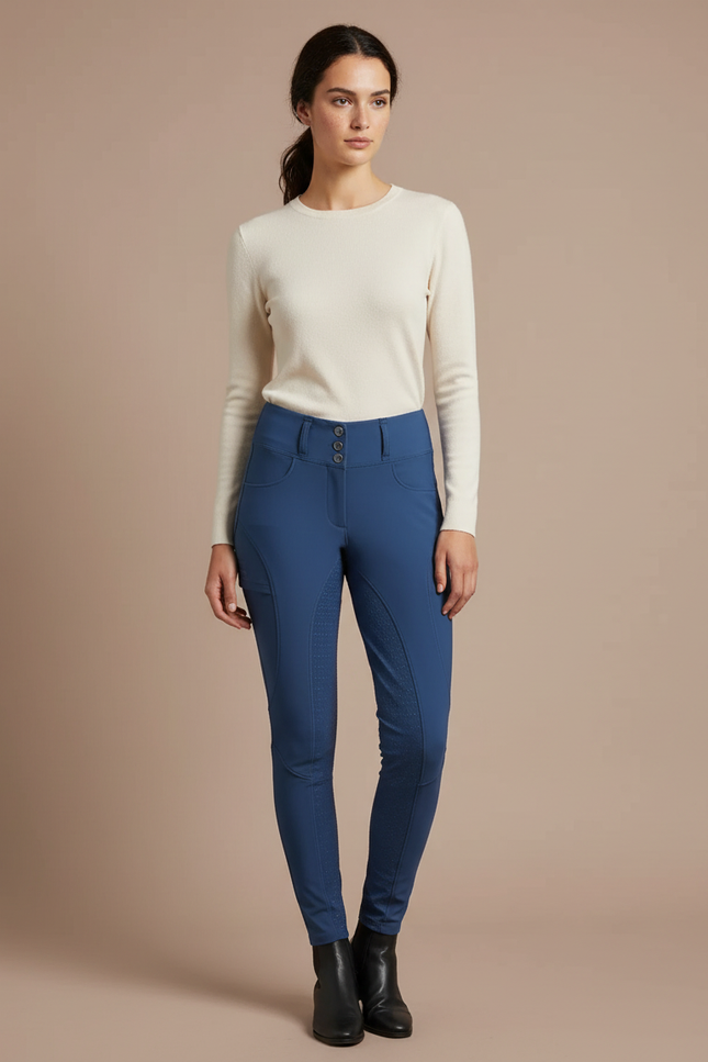 Pantalon Equitation Chaud - Bleu Polyester