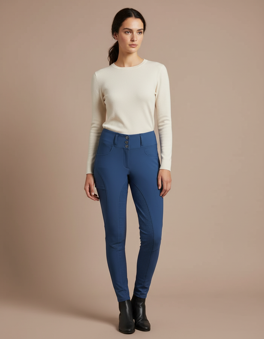 Pantalon Equitation Chaud - Bleu Polyester