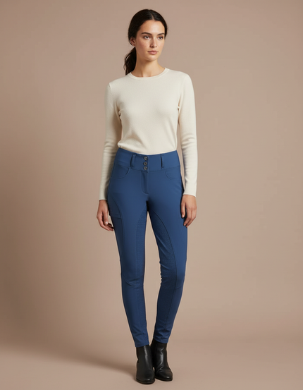 Pantalon Equitation Chaud - Bleu Polyester