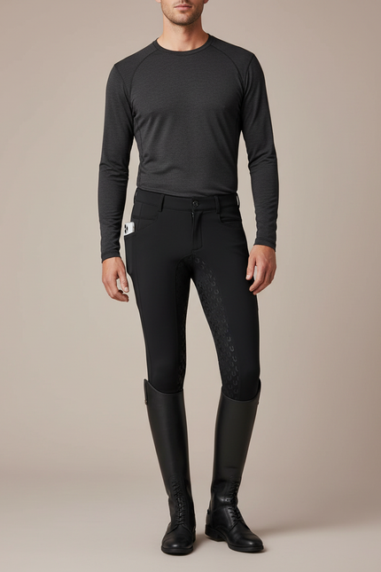 Pantalon Equitation Performance - Noir Polyester