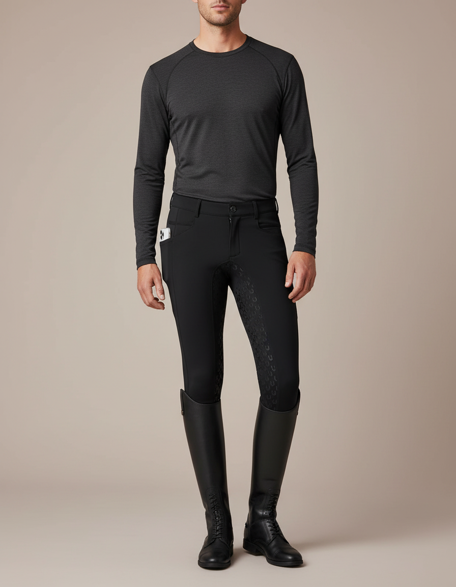 Pantalon Equitation Performance - Noir Polyester
