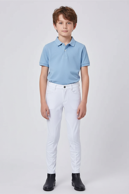 Pantalon Équitation Blanc Enfant Silicone Stretch Ajusté - Polyester