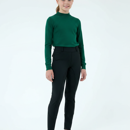 Pantalon Équitation Noir Fille Silicone Full-Seat Élégant - Polyester