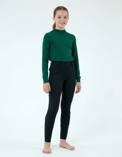 Pantalon Équitation Noir Fille Silicone Full-Seat Élégant - Polyester