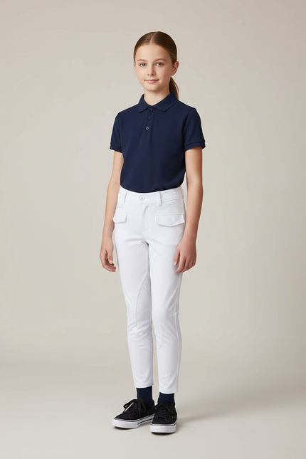 Pantalon Équitation Blanc Enfant Silicone Poches Classique - Polyester