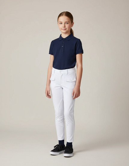 Pantalon Équitation Blanc Enfant Silicone Poches Classique - Polyester