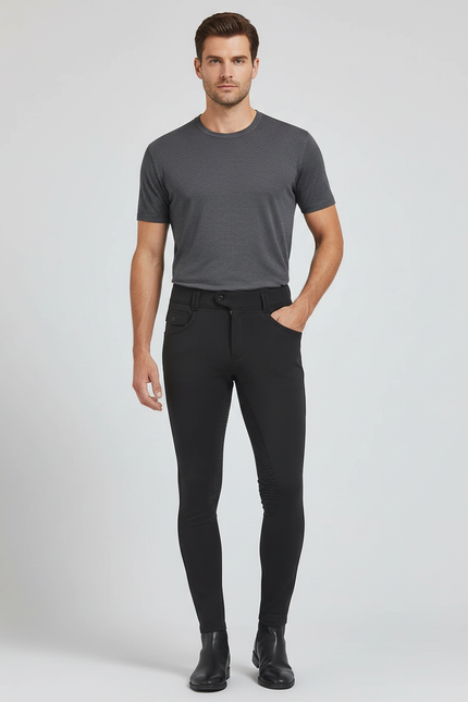 Pantalon Equitation Antidérapant - Noir Polyester