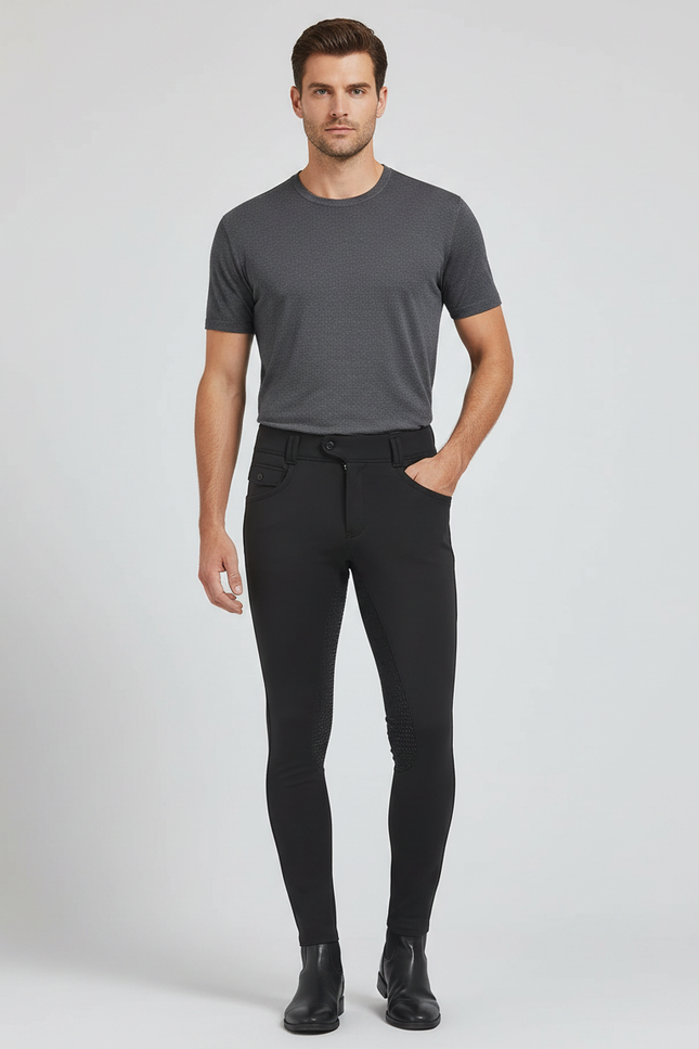 Pantalon Equitation Antidérapant - Noir Polyester