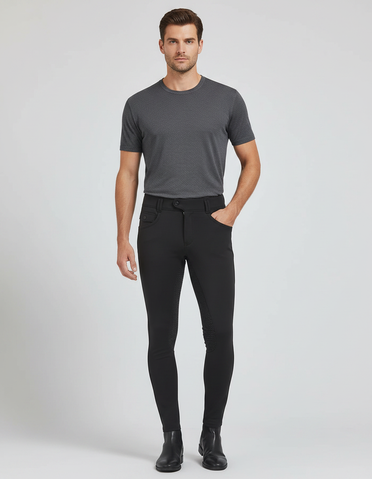 Pantalon Equitation Antidérapant - Noir Polyester