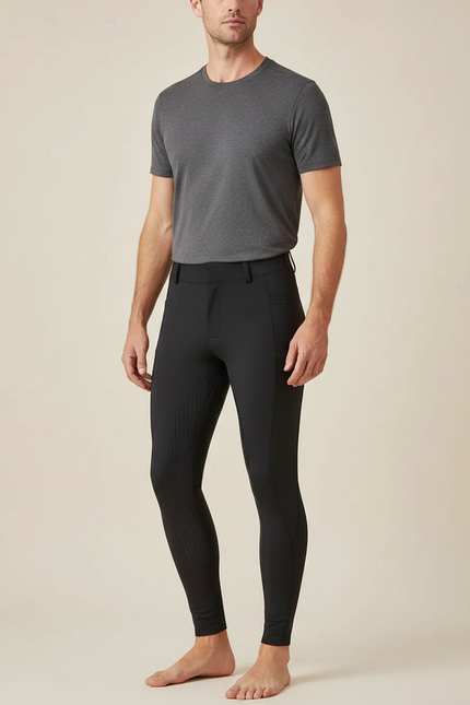 Pantalon Équitation Noir Adhérent Stretch Homme - Polyester
