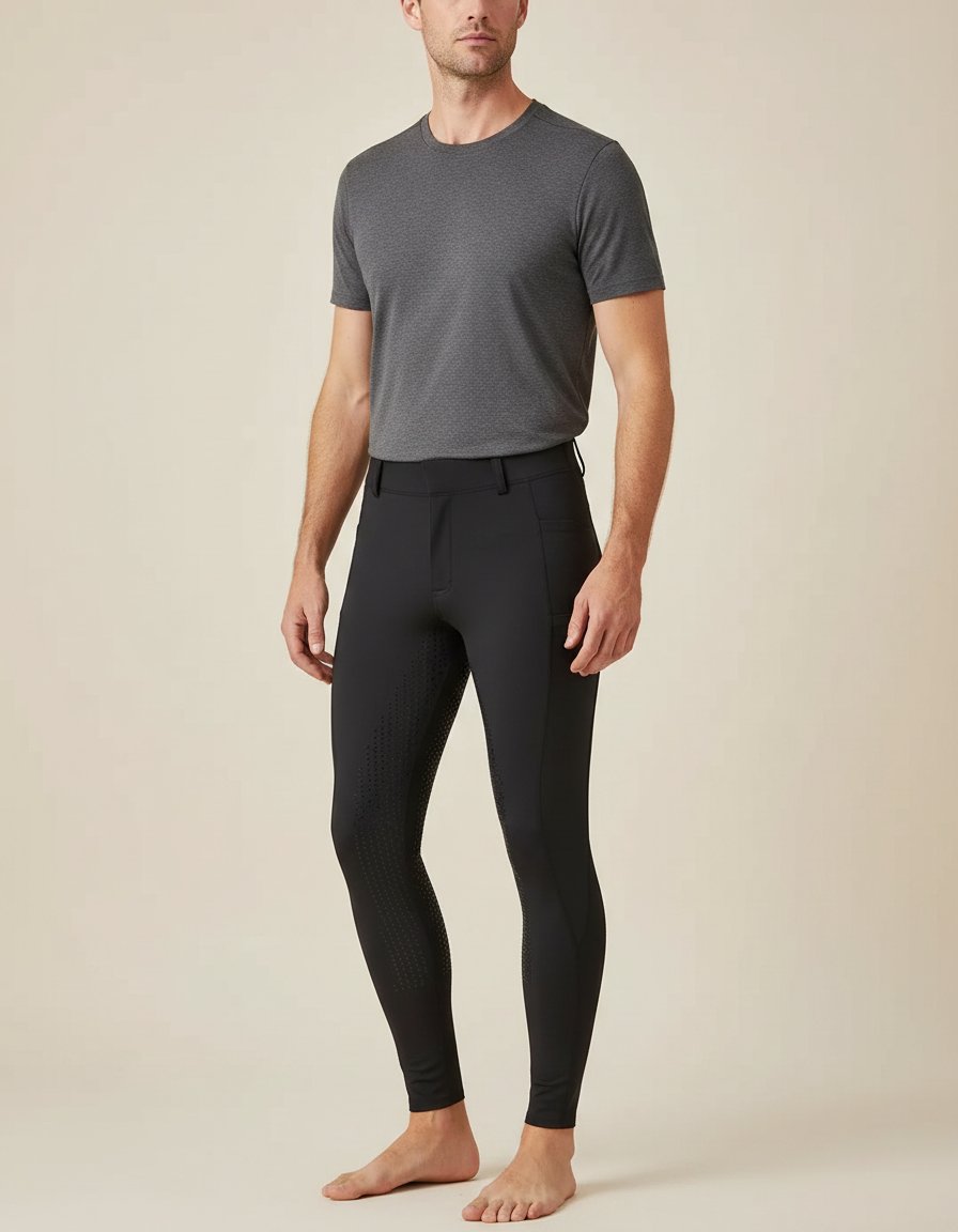 Pantalon Équitation Noir Adhérent Stretch Homme - Polyester