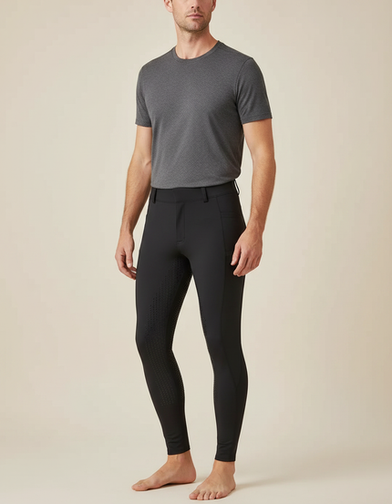 Pantalon Équitation Noir Adhérent Stretch Homme - Polyester