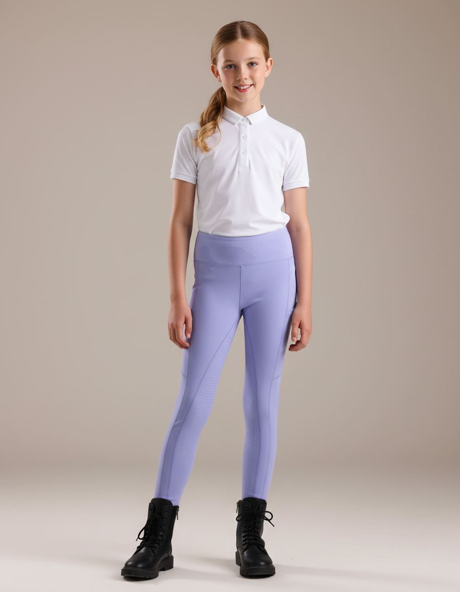 Pantalon Équitation Lilas Enfant Silicone Confortable - Violet Polyester