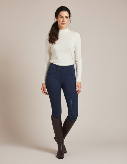 Pantalon Équitation Marine Silicone Femme Confortable Moderne - Polyester