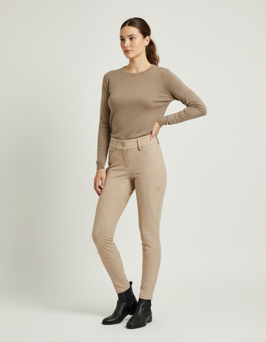 Pantalon Équitation Beige Femme Adulte Silicone Ajusté - Polyester