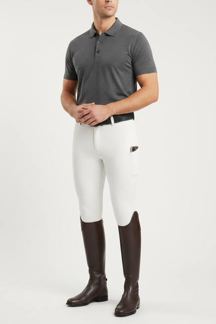 Pantalon Equitation Poche Telephone - Blanc Maille