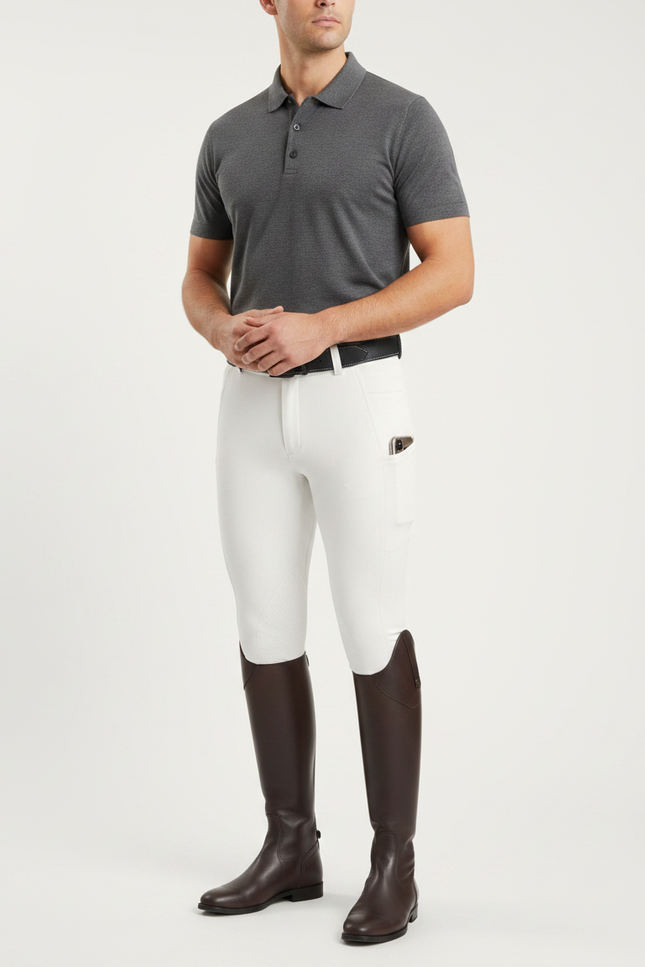 Pantalon Equitation Poche Telephone - Blanc Maille