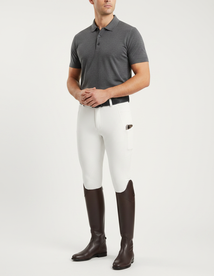 Pantalon Equitation Poche Telephone - Blanc Maille