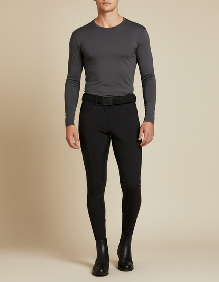 Pantalon Équitation Noir Adhérent Silicone Homme Stretch - Polyester